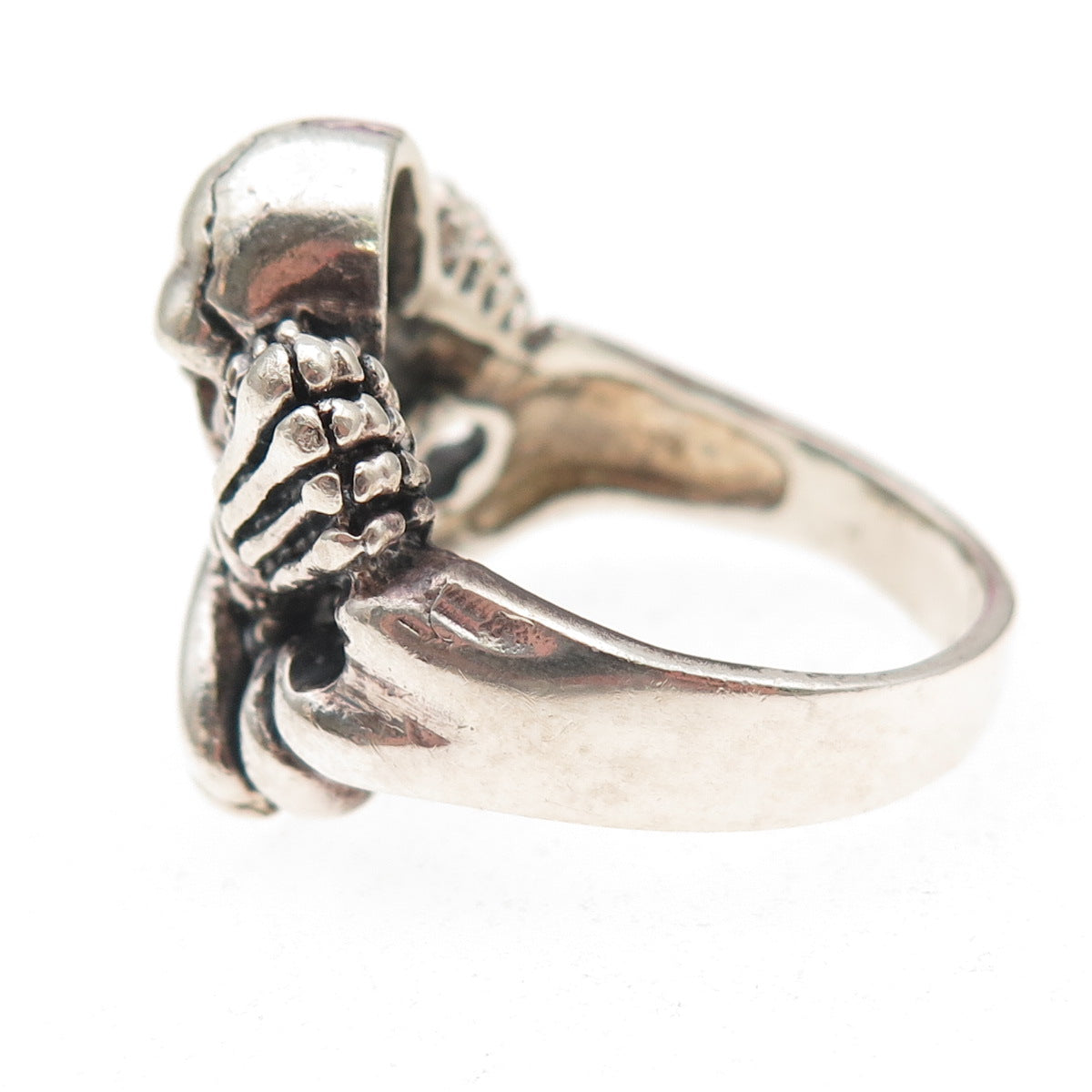 925 Sterling Silver Vintage Misfits Skeleton Skull Biker Ring Size 11.25