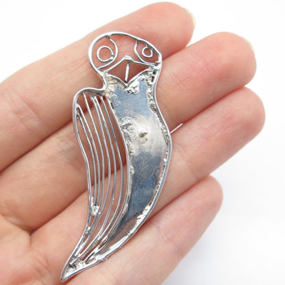 925 Sterling Silver Vintage Abstract Bird Pin
