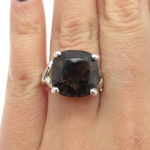 925 Sterling Silver Vintage Real Smoky Quartz Ring Size 5.5