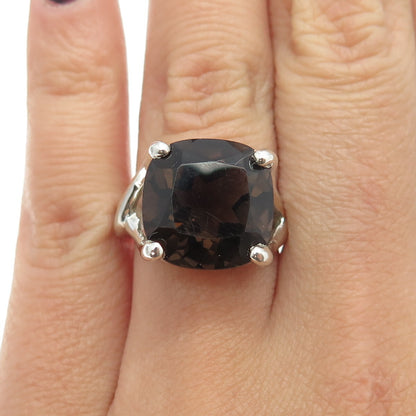 925 Sterling Silver Vintage Real Smoky Quartz Ring Size 5.5