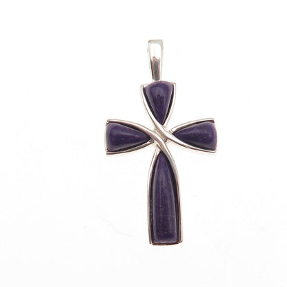 Coleman Co. 925 Sterling Silver Vintage Real Sugilite Cross Charm Pendant