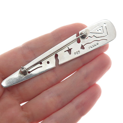 925 Sterling Silver Vintage Mexico Aztec Storyteller Pin Brooch