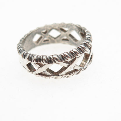 Dallas Museum of Art 925 Sterling Silver Vintage X-Shape Ring Size 6.25