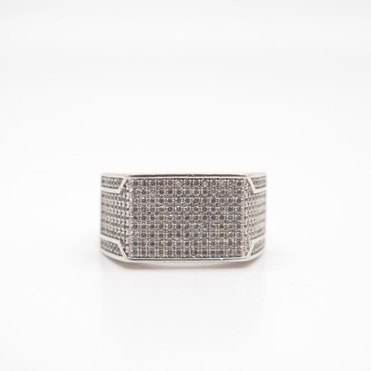 925 Sterling Silver Pave C Z Signet Ring Size 10 3/4