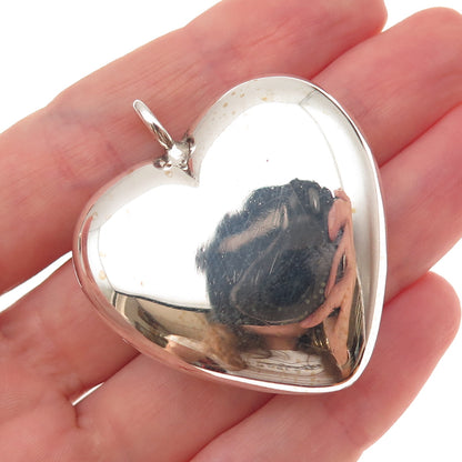 925 Sterling Silver Vintage Mexico Puffy Heart Pendant