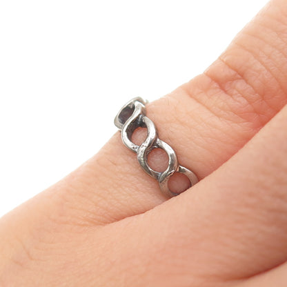925 Sterling Silver Vintage Infinity Link Oxidized Band Ring Size 5.25
