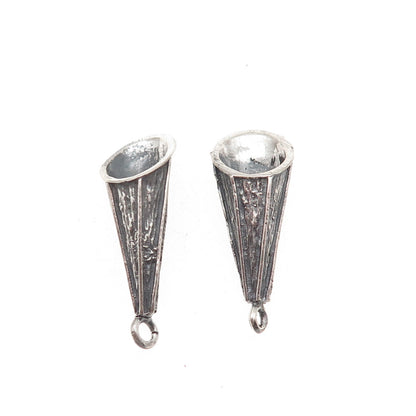 925 Sterling Silver Vintage Modernist Cone Oxidized Jacket Earrings
