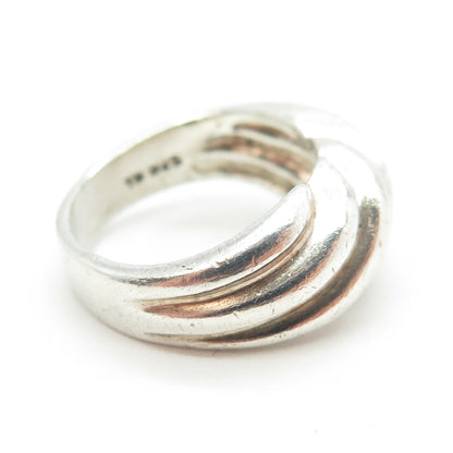925 Sterling Silver Vintage Puffy Ribbed Ring Size 7.5