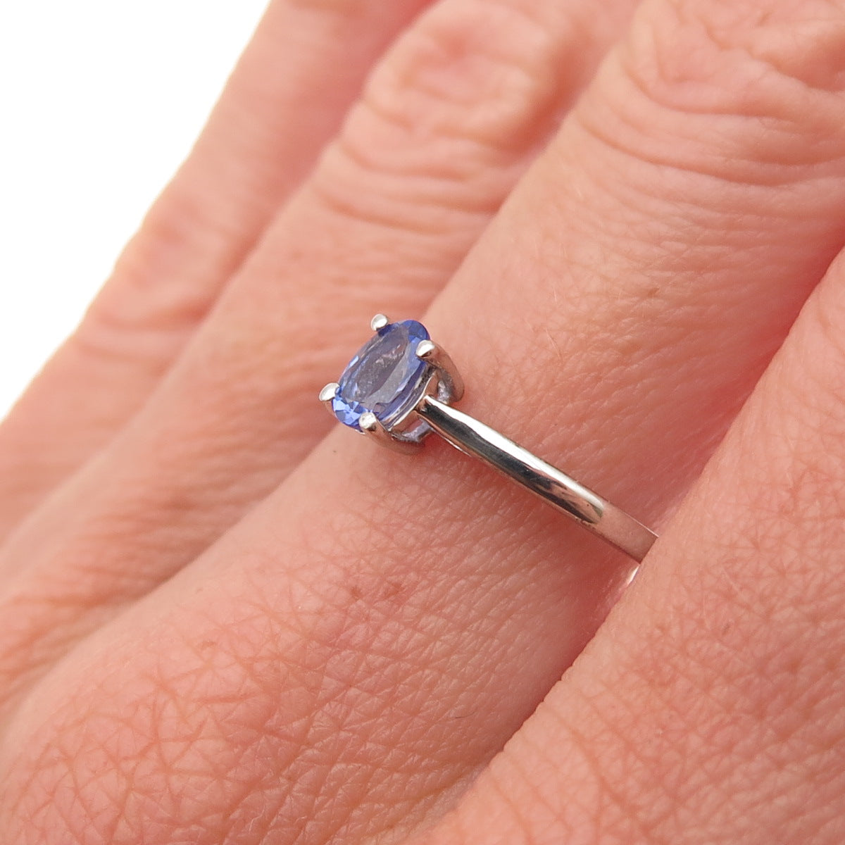 Chuck Clemency 925 Sterling Silver Real Oval-Cut Tanzanite Ring Size 8.25