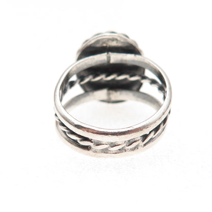 Old Pawn 925 Sterling Silver Vintage Southwestern Agate Oxidized Ring Size 7.5