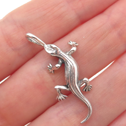Charles Winston 925 Sterling Silver Vintage Lizard Oxidized 3D Charm Pendant