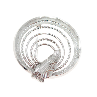 CURTIS CREATIONS 925 Sterling Antique Art Deco Multi-Circle Feather Pin Brooch