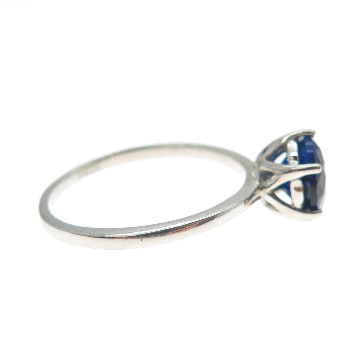 DAZZLERS 925 Sterling Silver Round-Cut Nano Blue Sapphire Ring Size 8