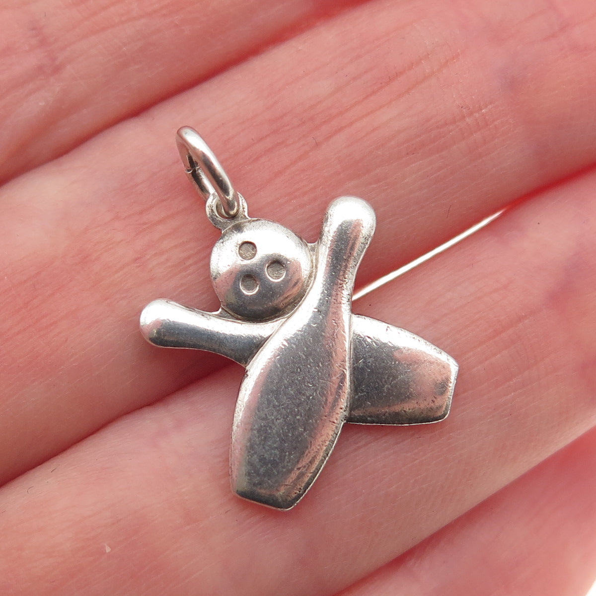 ORB Otto Robert Bade Sterling Silver Vintage Bowling Ball & Pins Mini Pendant