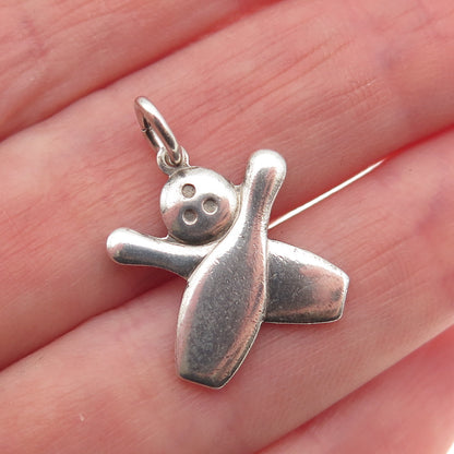 ORB Otto Robert Bade Sterling Silver Vintage Bowling Ball & Pins Mini Pendant