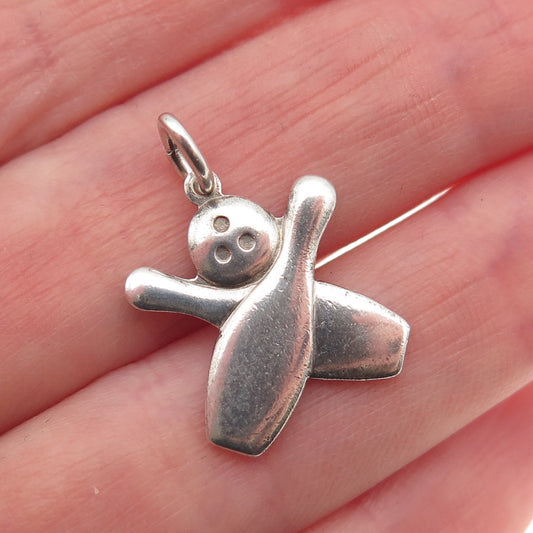 ORB Otto Robert Bade Sterling Silver Vintage Bowling Ball & Pins Mini Pendant