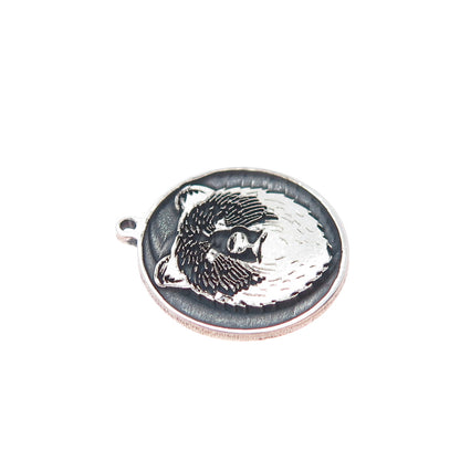 925 Sterling Silver Vintage Bear Oxidized Minimalist Charm Pendant