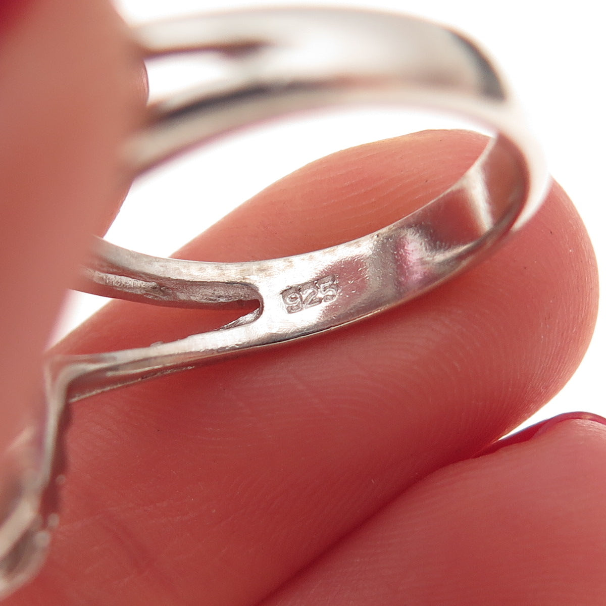 925 Sterling Silver Pear-Cut Pink & Round-Cut White C Z Ring Size 7