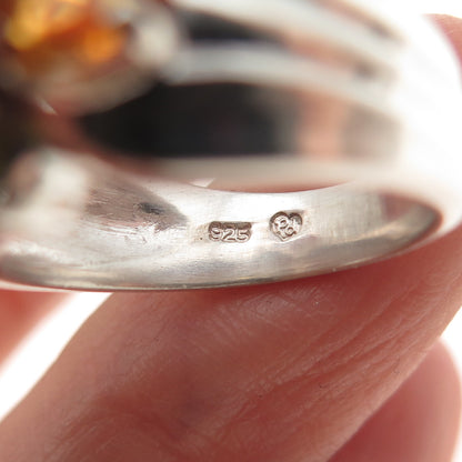 925 Sterling Silver Vintage Real Blue Topaz Amethyst Citrine Peridot Ring Size 6