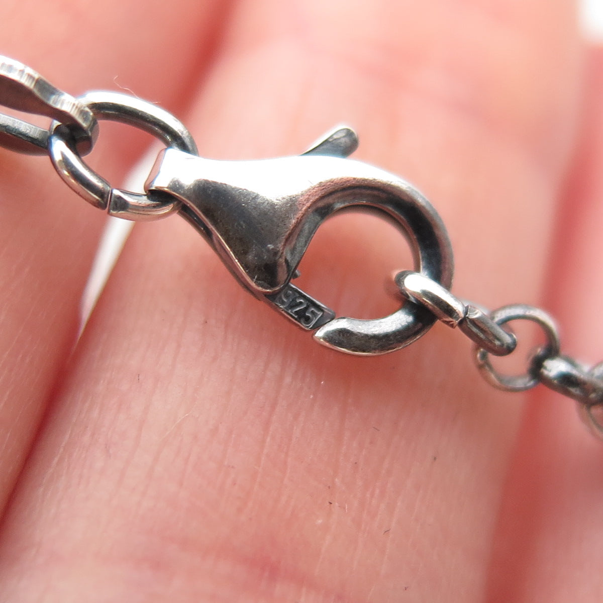 925 Sterling Silver Vintage Italy Heart Lock Charm Rolo Link Bracelet 7"