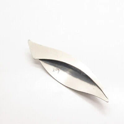 925 Sterling Silver Vintage Beau Modernist Leaf Pin Brooch