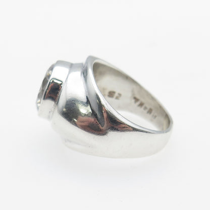 925 Sterling Silver Vintage Mexico Round-Cut C Z Modernist Ring Size 5.25