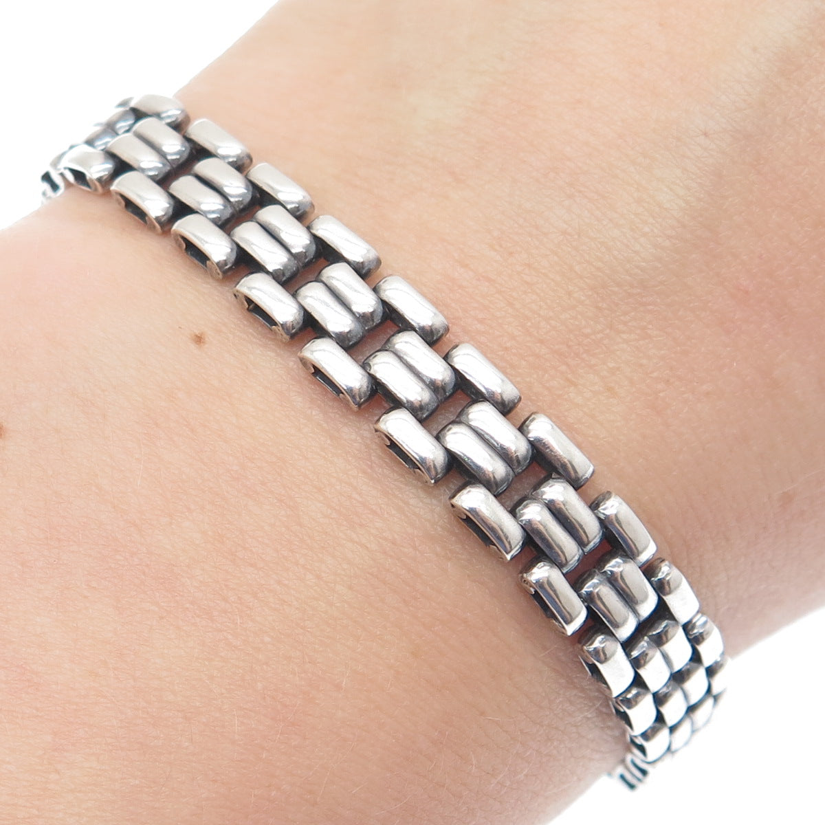 KOLLMAR JOURDAN 835 Silver Vintage Panther Link Bracelet 7"