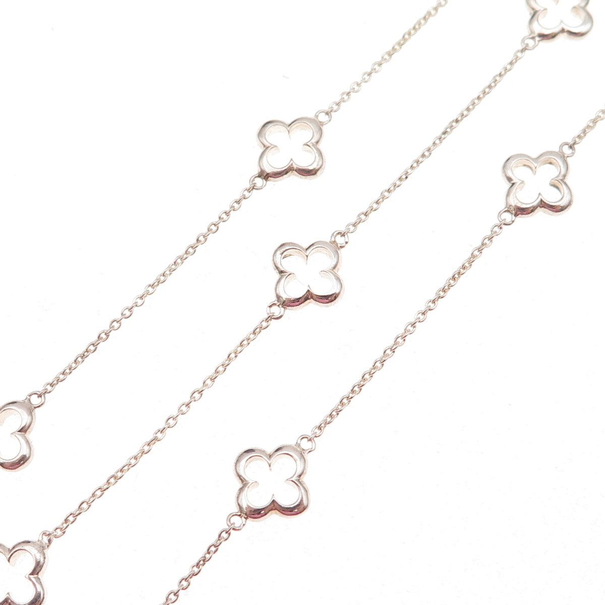 Heidi Klum 925 Sterling Silver 4-Leaf Clover Station Chain Necklace 36"