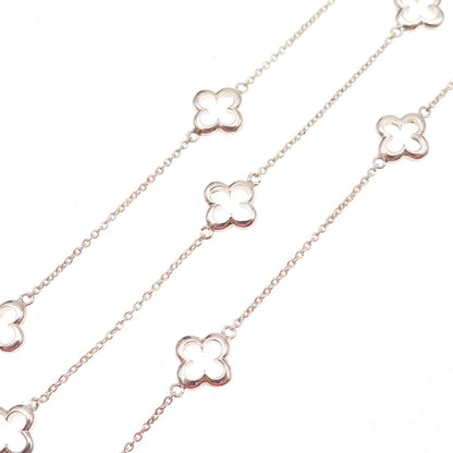 Heidi Klum 925 Sterling Silver 4-Leaf Clover Station Chain Necklace 36"