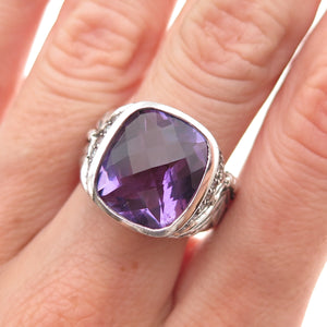 Seiden Gang Sterling Silver Vintage Real Amethyst & C Z Butterfly Ring Size 8