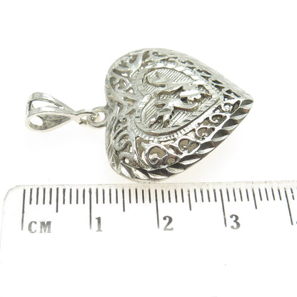 CHAPAL ZENRAY 925 Sterling Silver Vintage Ornate Heart Pendant