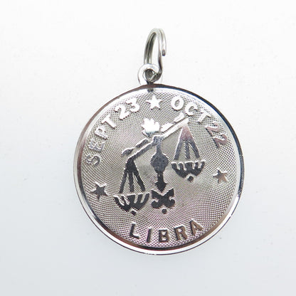 MARC MERCY 925 Sterling Silver Vintage Libra Zodiac Sign Charm Pendant