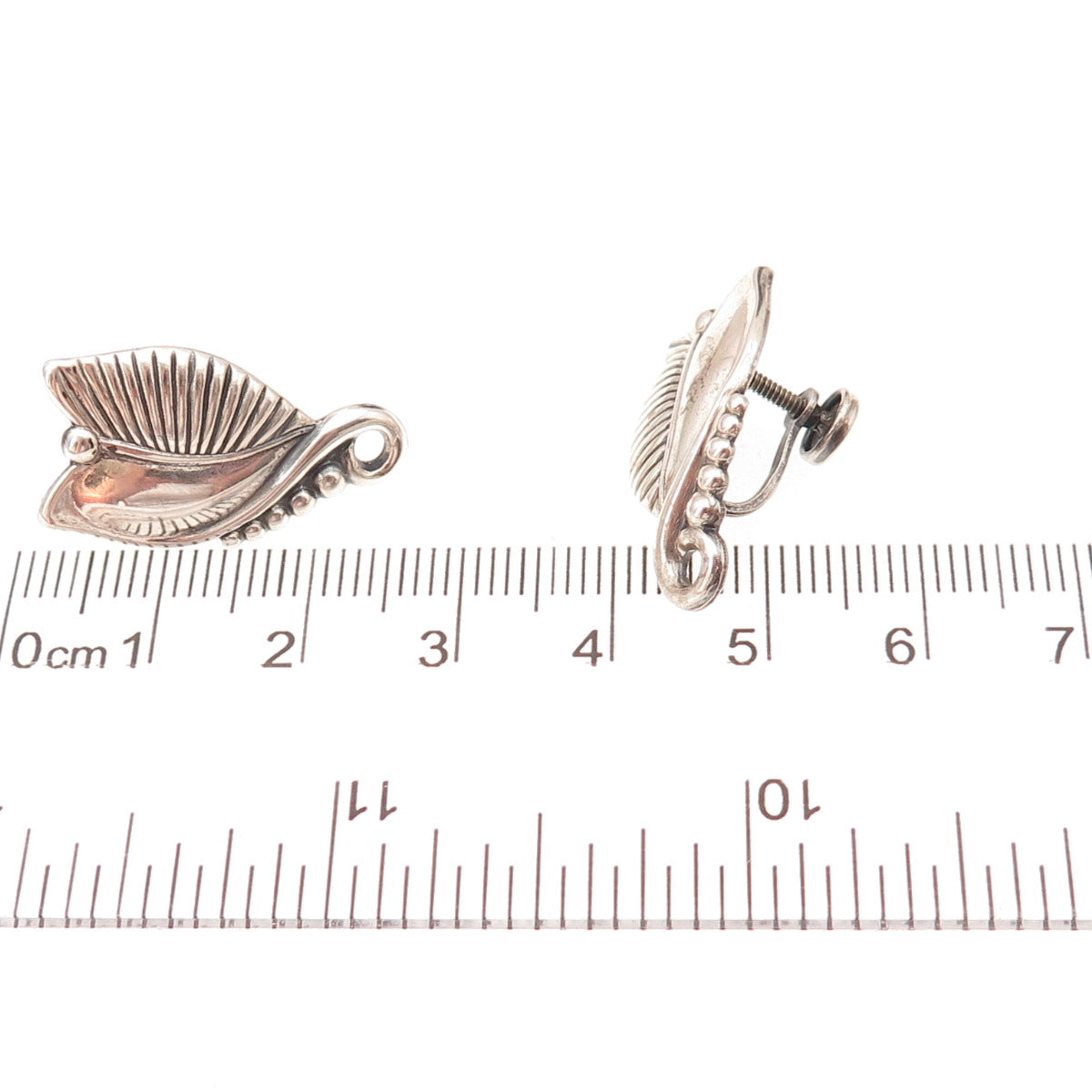Danecraft Sterling Silver Antique Art Deco Floral Oxidized Screw Back Earrings