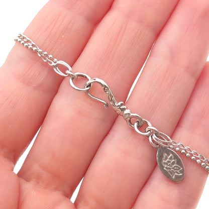 Satya 925 Sterling Silver Vintage Modernist Disc Double Chain Necklace 16"