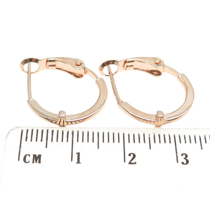 925 Sterling Silver Rose Gold Plated Cross Hoop Earrings