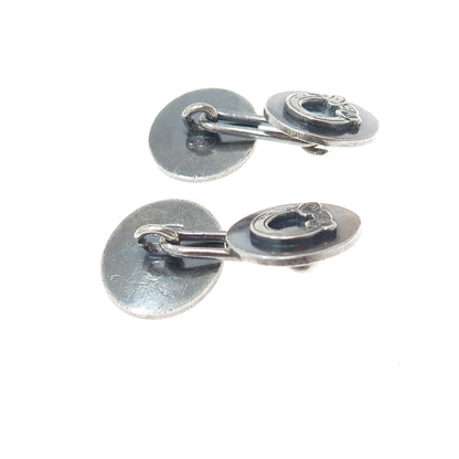 925 Sterling Silver Antique Art Deco Oxidized Cufflinks