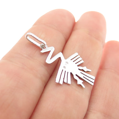 925 Sterling Silver Vintage Modernist Stork Bird Charm Pendant