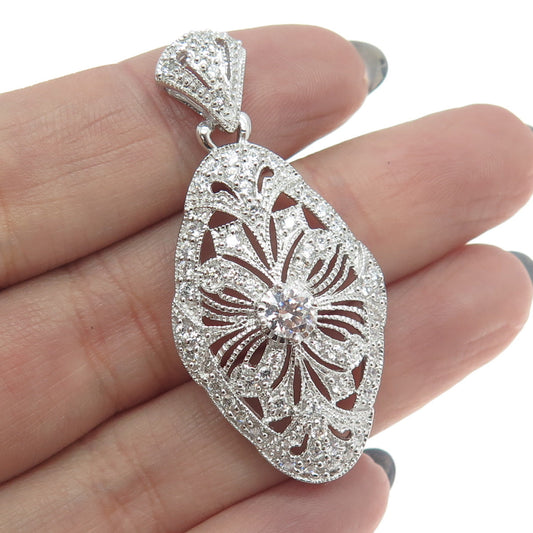 MEDA 925 Sterling Silver Round-Cut C Z Bohemian Pendant