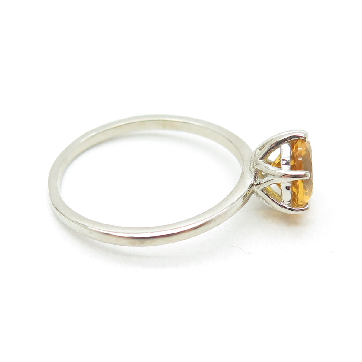 DAZZLERS 925 Sterling Silver Real Round-Cut Citrine Ring Size 9