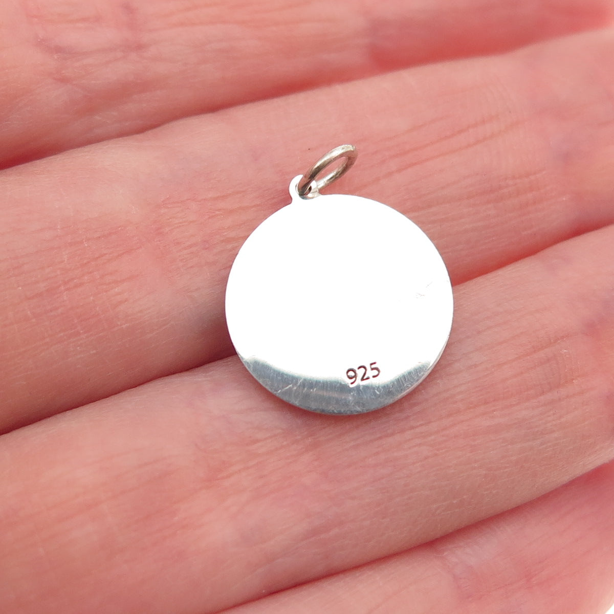 925 Sterling Silver Yellow Enamel Dead Face Emoji Round Tag Mini Charm Pendant