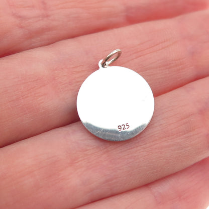 925 Sterling Silver Yellow Enamel Dead Face Emoji Round Tag Mini Charm Pendant