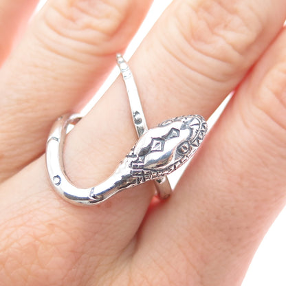 DELFINO Sterling Silver Vintage Mexico Snake Oxidized Adjustable Ring Size 7.75