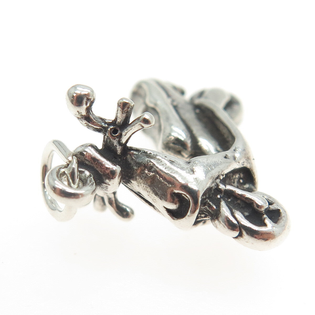 SUN WEST 925 Sterling Silver Vintage Scooter 3D Charm Pendant