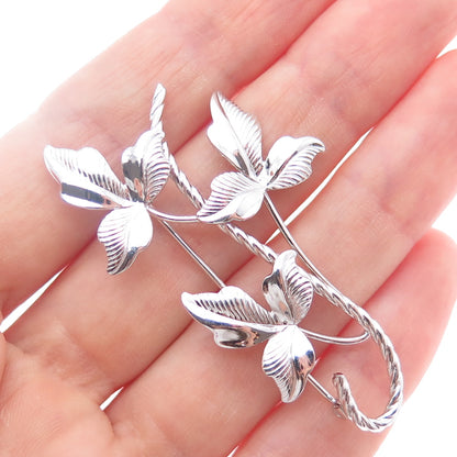 VAN DELL 925 Sterling Silver Vintage Floral Leaf Pin Brooch
