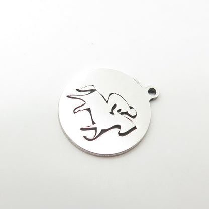 925 Sterling Silver USA Two In Town Rider & Horse Charm Pendant