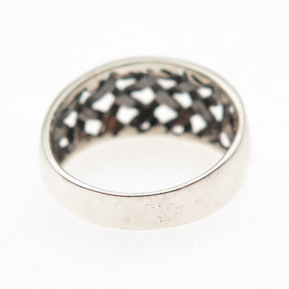 925 Sterling Silver Vintage Woven Oxidized Ring Size 6.75