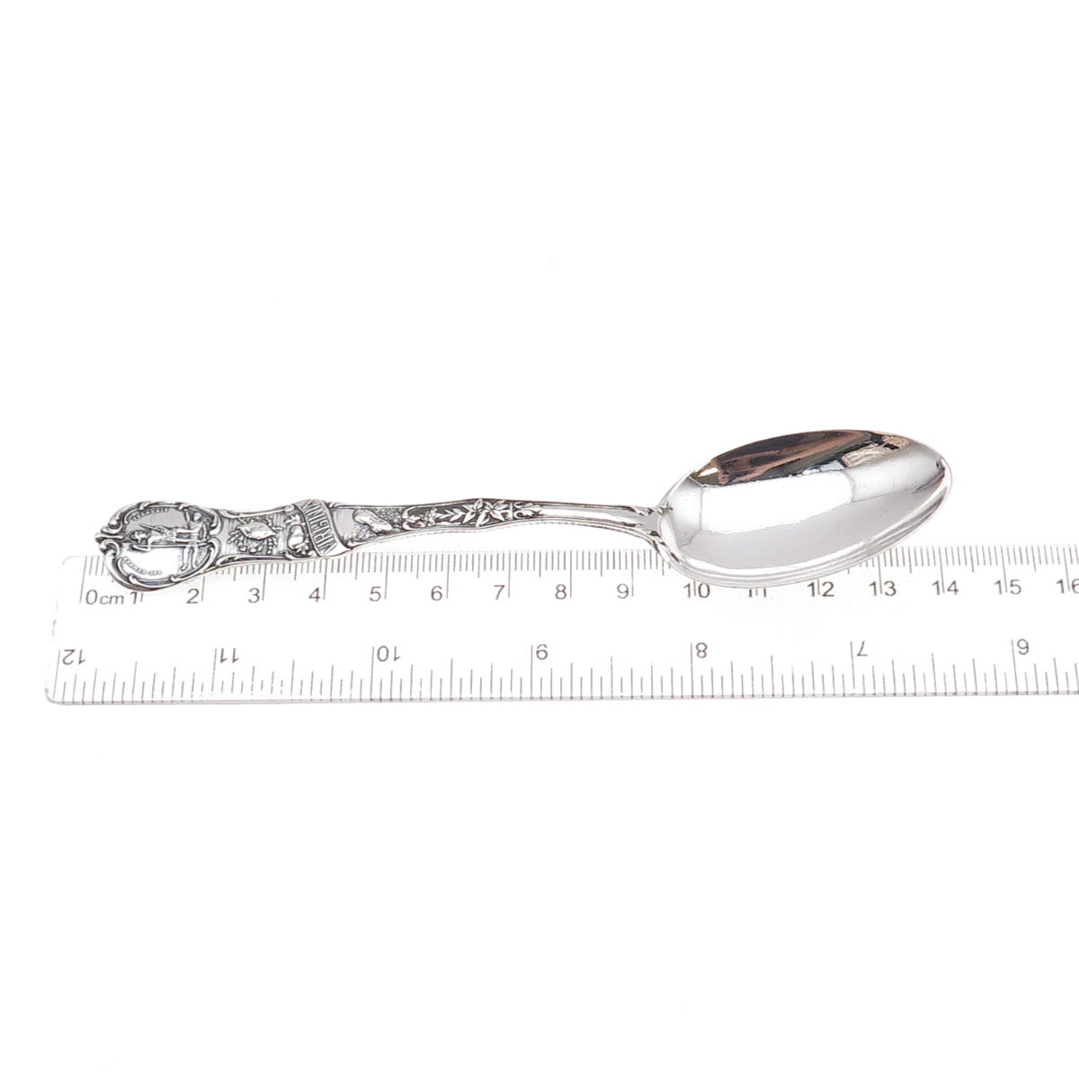 Mechanics 925 Sterling Silver Antique Art Deco Virginia State Coffee Spoon