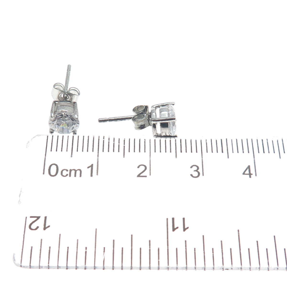 925 Sterling Silver Round-Cut C Z Stud Earrings