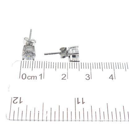 925 Sterling Silver Round-Cut C Z Stud Earrings