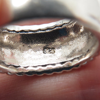 925 Sterling Silver Vintage Modernist Shell Oxidized Ring Size 6.75